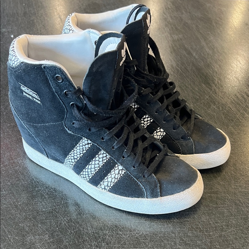 Adidas Women's Navy and White Wedge Sneakers